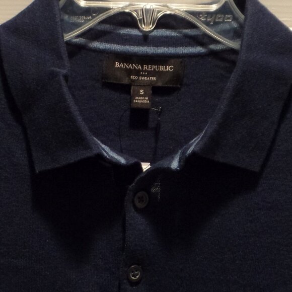 BANANA REPUBLIC Men's Eco Sweater Polo - Small - Navy Blue NWT - Picture 2 of 4